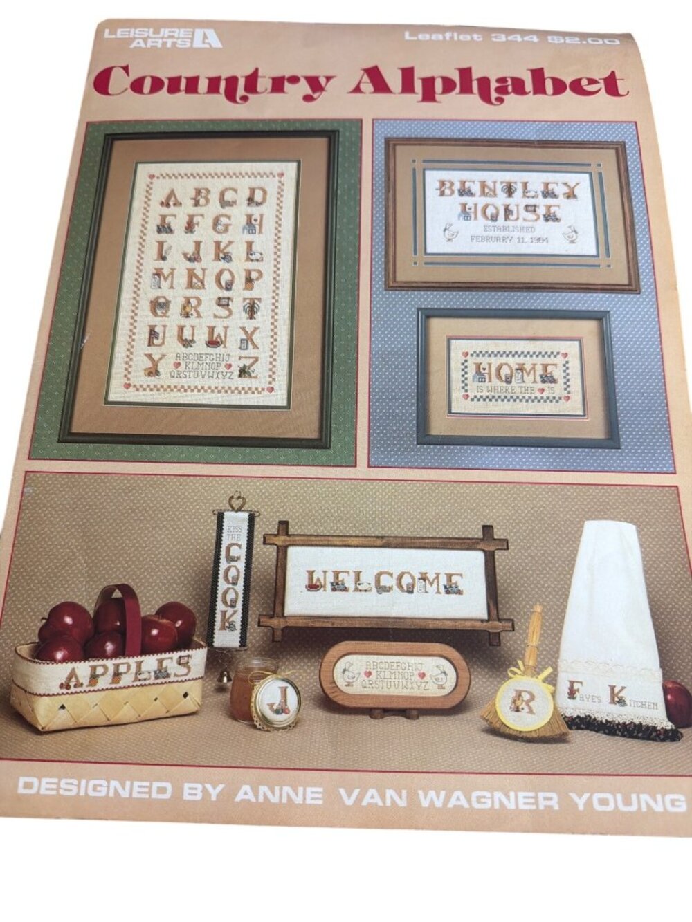 Country Alphabet Cross Stitch Pattern Leisure Arts Leaflet 344 Anne Wagner Young